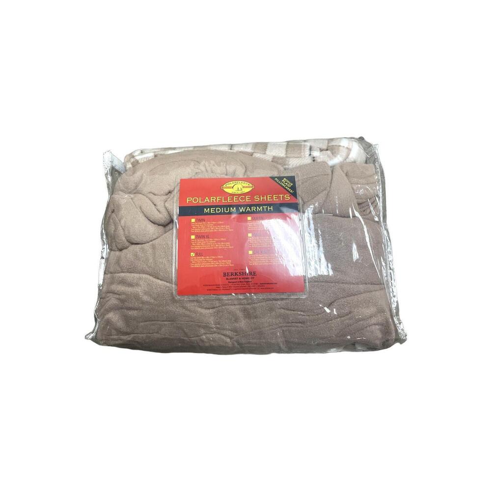 Berkshire Polar Fleece Sheet Set with Extra Cases Plaid Natural